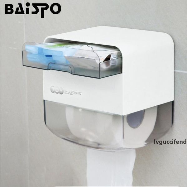 

baispo toilet paper holders multifunctional tissue garbage bag storage box waterproof toilet paper rack double layer dispenser t200425