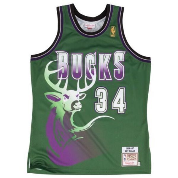 

дешевые рэй аллен # 34 mitchell ness баскетбольных маек green 1996-97 топ-джерси отсылки вест прошитых, Gray