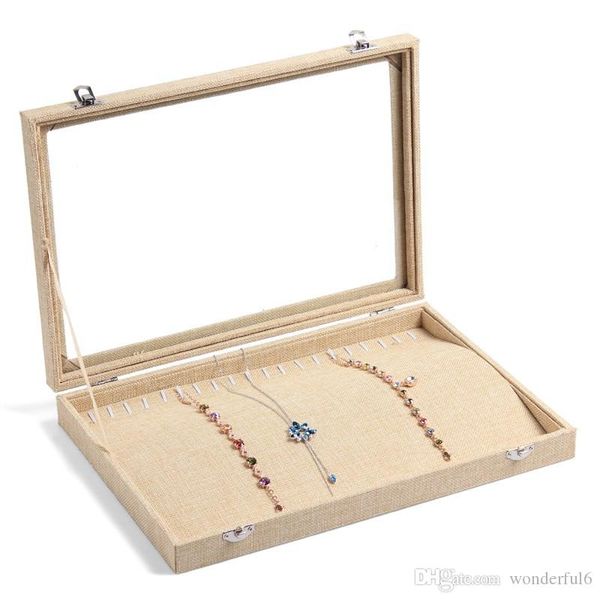 

new linen necklace box jewelry chain pendants case jewelry decoration necklace shelf showcase pendants plate display case, Black;white