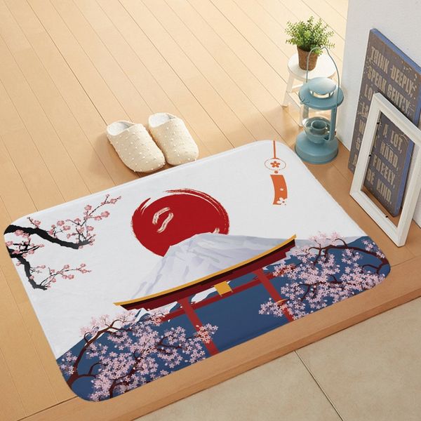 

japanese mount fuji coral velvet door household water absorbing mat toilet carpet carpet mat