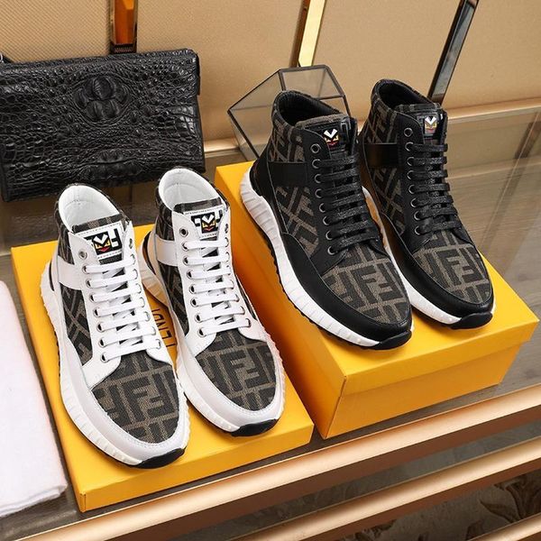 

fashion high sneaker mens shoes autumn and winter comfortable shoes lace -up casual luxury men shoes with origin bo, Black