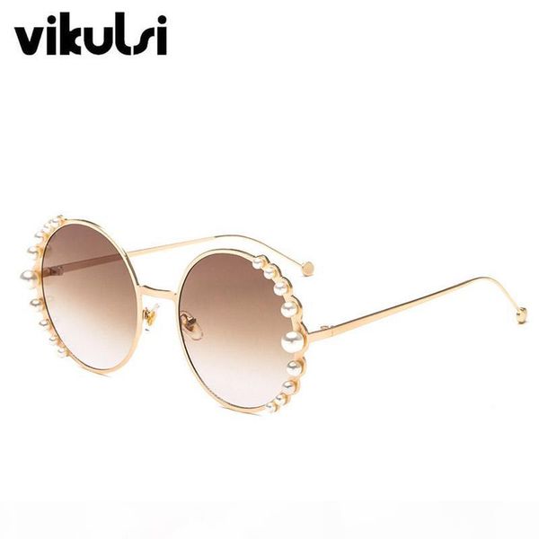 

крупногабаритные круглые солнцезащитные очки женщины мода cat eye pearl солнцезащитные очки vintage солнцезащитные очки очки металлический к, White;black