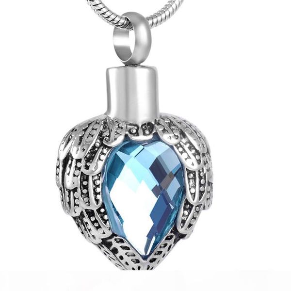 

ijd8719 перо удерживать сердце урна кремация синий rhinestone урна подвеска для pet пеплом кремации урна пепел держатель ювелирных изделий, Silver