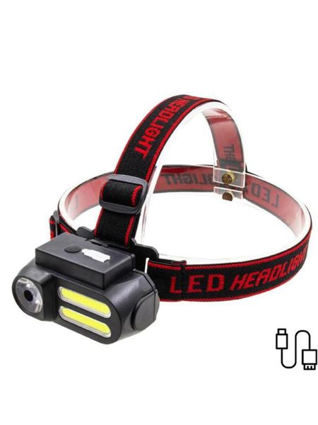 

led headlight usb rechargeable portable waterproof headlamp multi-functional cob work light for night lighting easy to use