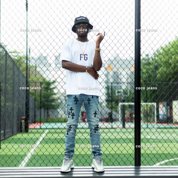 

wholesale 2020 new mens distressed ripped biker jeans slim fit motorcycle biker denim for men fashion hip hop mens jeans ~~ae48, Blue