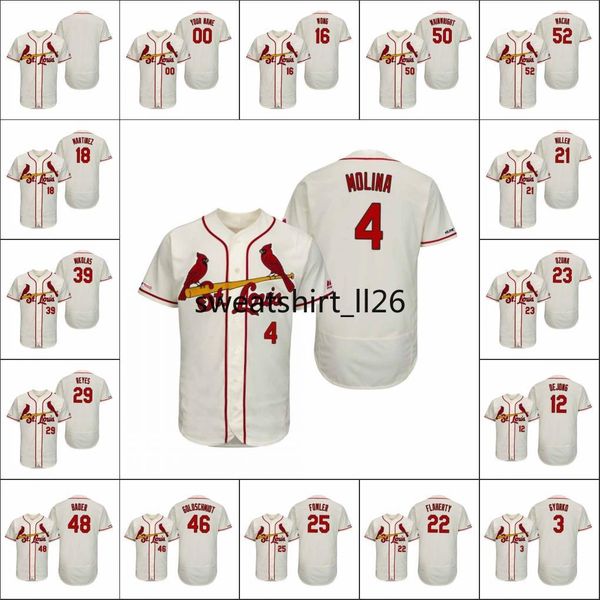 

st. louis cardinals men #4 yadier molina 46 paul goldschmidt 3 jedd gyorko wainwright women youth authentic custom jersey, Black