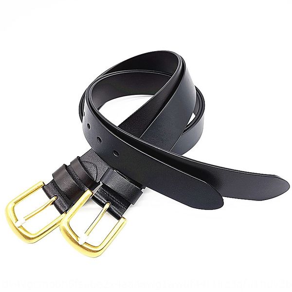 

head layer single layer cowhide men's pure copper pin buckle pin business leather belt men's all-match belt hengguangtai, Black;brown