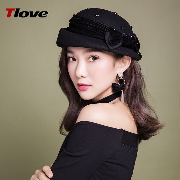 

new wool hat women's new velvet bowknot woolen butterfly beret hat fashion fashion beret, Blue;gray