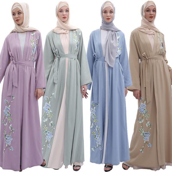 

embroidery abaya kimono dubai muslim hijab dress turkey abayas kaftan women caftan islamic clothing jilbab robe femme musulman