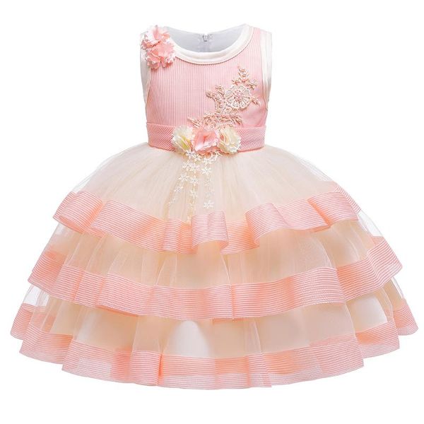 

girl's dresses arrival puffy lace pink flower girl 2021 soft tiered tulle ball gown pageant for girls communion, Red;yellow
