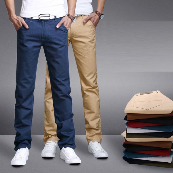 

men's pants 2021 fashion men business casual cotton slim straight trousers spring summer long, Black