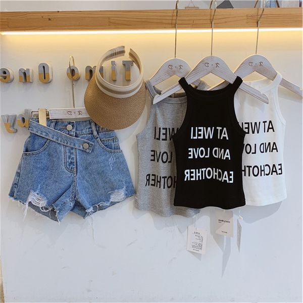 

boys and girls t- letter all-match vest base 20 summer new children's clothing 3-8 years old children's clothing shirt vest shirt, Blue