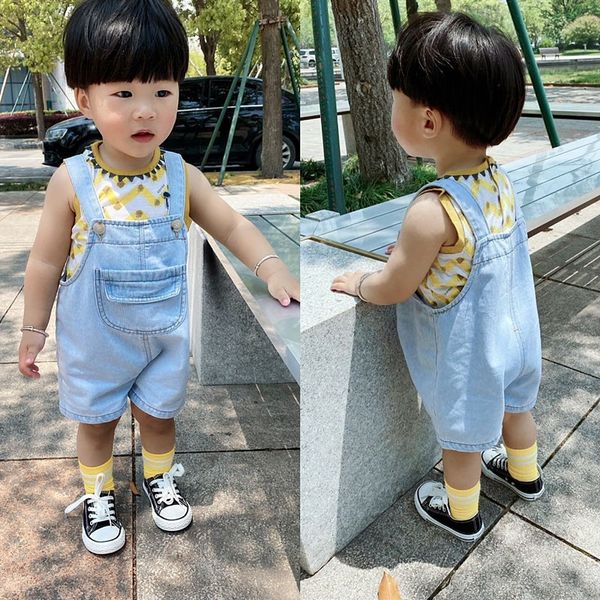 

айнур горячая продажа одежды 2020 летняя детская sling shortschildren одежда shortssuspender шорты 0-3 лет ребенок корейски свободный deni, Blue