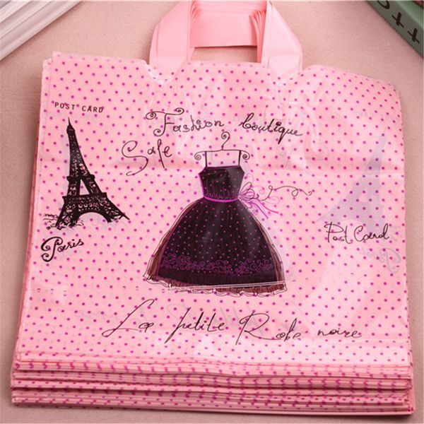 Embalagem Eiffel da torre Eiffel do polietileno de alta densidade com alças 20pcs / lote 29 * 35cm grandes sacos de compras plásticos