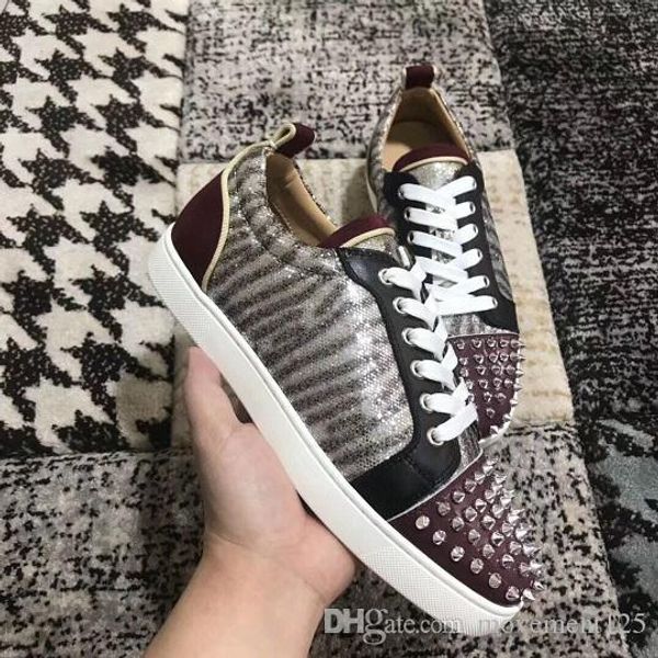 

elegant 20 colors style spikes red bottom sneakers shoes for women,men comfort 2019 rivets sports casual walking luxury dress wedding, Black