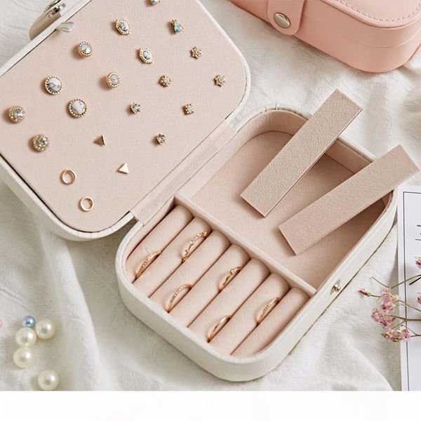 

k портативный путешествия кожа ювелирные изделия высокого качества хранения box дело держатель серьги ожерелье организатор box с зеркалом вн, Black;white