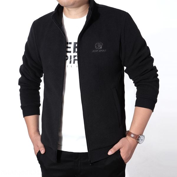 

jeep jeep jacket coat plus velvet coat sweater men's stand collar cardigan casual sweater men's 19003, Black