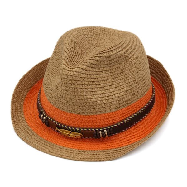 

summer straw fedora trilby hat men women panama beach sun hat gangster jazz cap gold festher band, Blue;gray