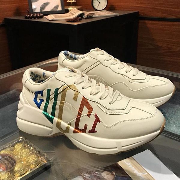 

fast delivery mens rhyton leather sneaker men shoes comfortable vintage sport shoes casual lace -up plus size men shoes zapatos de hombre, Black