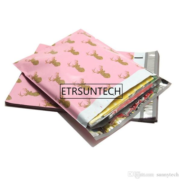 Goldenes Elchmuster, Kunststoff-Postbeutel, Poly-Mailer, selbstdichtender Mailer, Verpackung, Umschlag, Kurier-Express-Tasche, Großhandel LX1313