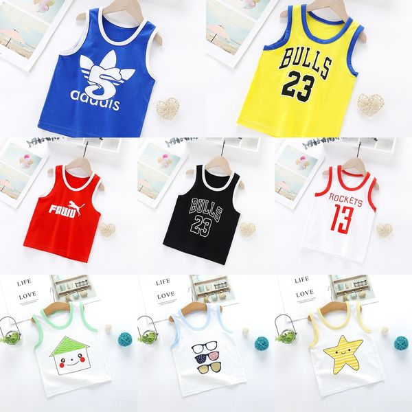 

2020 summer new children's vest cotton boys' sleeveless single girls camisole vest' suspender base shirt, Blue