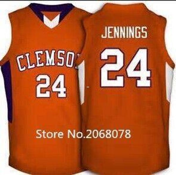 

#24 milton jennings clemson tigers basketball jersey orange,retro throwbacks embroidery name and number,custom mizzou any sizes, Gray