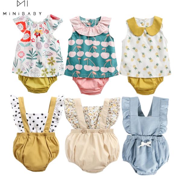 

ins baby clothing summer casual baby girls sleeveless floral 100% cotton bodysuit infant jumpsuit girl clothes outfits, White
