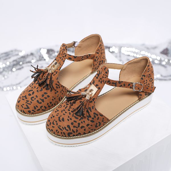 

summer leopard platform beach sandals for women student bohemia thick bottom gladiator rome sandals mujer new female plus size, Black
