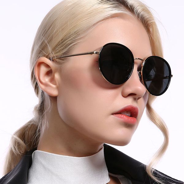 

new polarized lady's sunglasses circle frame fashion driving retro classic custom prescription sunglasses, White;black