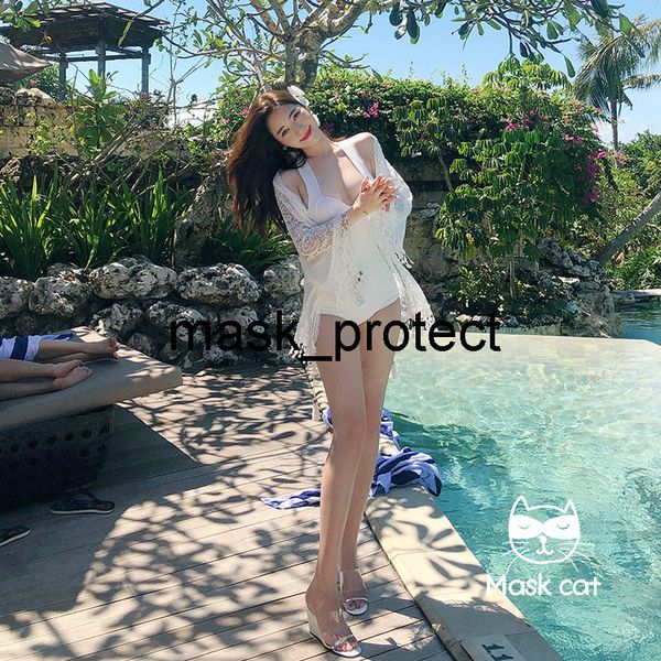 

маскарадная кошка кружево купальник женского цельная блузки из двух частей набора сексуального живота, охватывающего похудение горячих весен, White;black