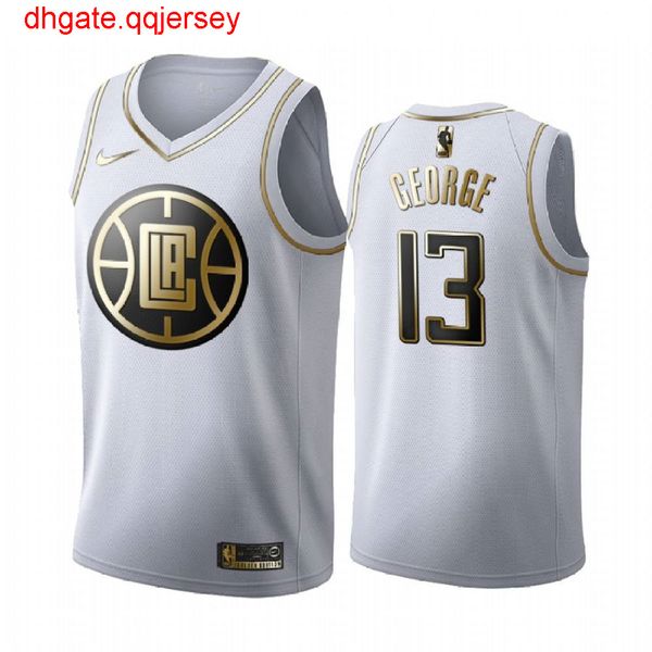 

горячая продажа мужской lapaul george # 13 белых золотой джерси, Gray