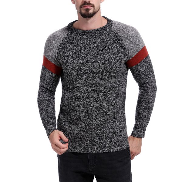 

men's o-neck cotton pullover autumn winter warm thick long sleeve fashion patchwork clothes knitted casual male sweater sale, White;black