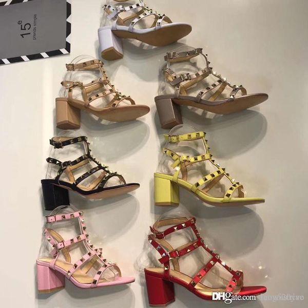 

rivet woman sandals fashion designer leather luxury high heeled shoes banquet party beach wedding shoes slingback pumps sandals us4-11, Black