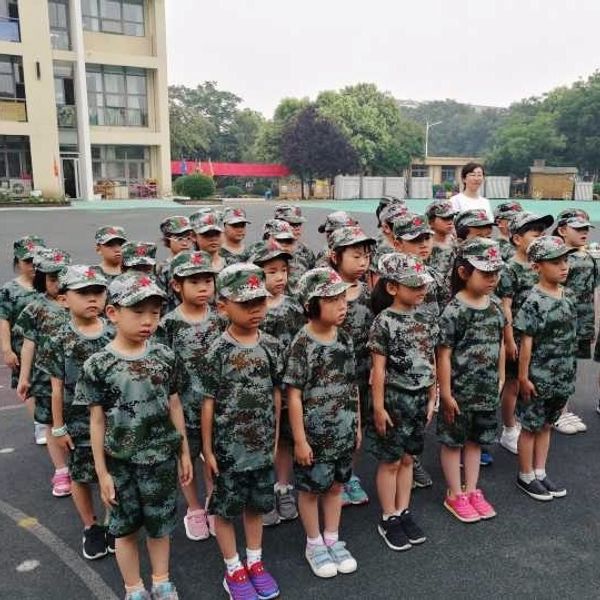 

g5flk children camouflage suituniform children'schildren's children's baby primary short-sleeved summer camp jun xun fu perfo, Gray;blue