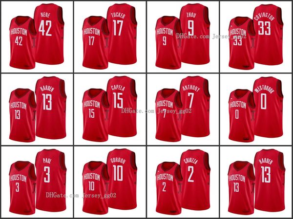 

хьюстон ракеты нене nba джеймс харден крис пол p.j. tucker clint capela эрик гордон чжоу ци кармело энтони брэндон джерси, Black