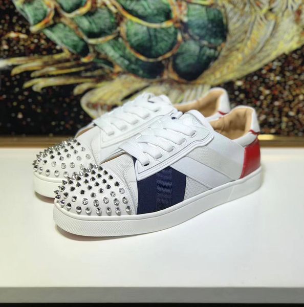 

luxurious designer red bottom men causal loafers low sneakers designer flats leisure trainer footwear party wedding shoes men walking, Black