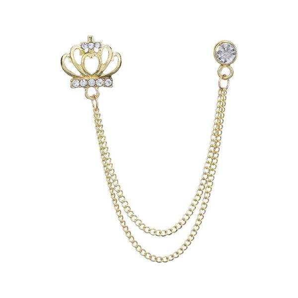 

2020 designer brooch crown diamond brooch male suit tassel multi-layer chain collar pin brooch clothing accessories jewelry
