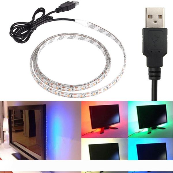 

RGB USB LED Strip Light String Lamp Waterproof 5V 5050 SMD 100cm led Flexible Strip light TV Background Lighting