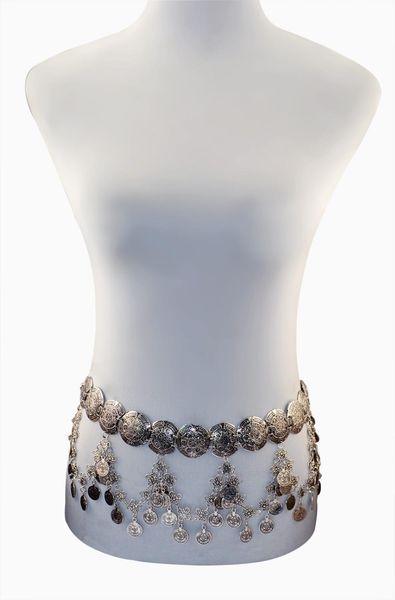 

ethnic gypsy silver metal belt body chains boho indian coin tassel beaded stone belly dance waist chain turk tribal jewelry t200507, Slivery;golden