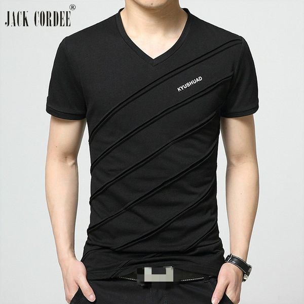 

jack cordee 2020 new men's t-shirt short sleeve t shirt men v-neck t shirts cotton tshirt slim fit tee shirt homme plus size, White;black
