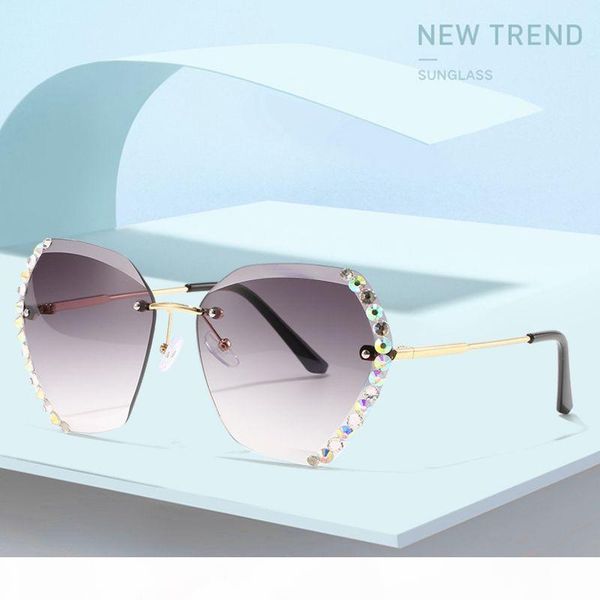 

alloy luxury diamond trimming oversized rimless square clear lens sunglasses frame male sun glasses brand designer eyewear shade, White;black