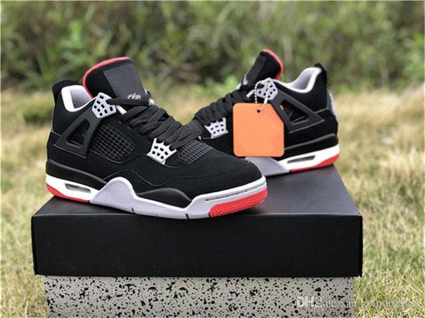 

2019 release authentic og 4 bred black cement red white 4s iv man woman basketball shoes sports sneakers with original box 308497-060