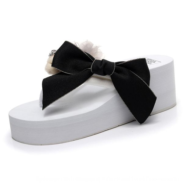 

new wedge thick bottom flip-flops women's bear flip-flops bow slippers women's summer fashion outdoor fashion slippers