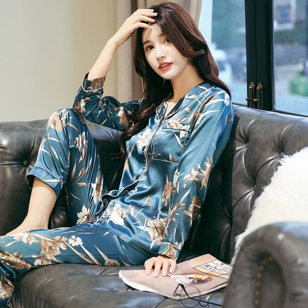 

women's summer ice silk korean style student ice silk short pajamas pajamas sleeve two-piece set women's summer home wear set, Blue;red