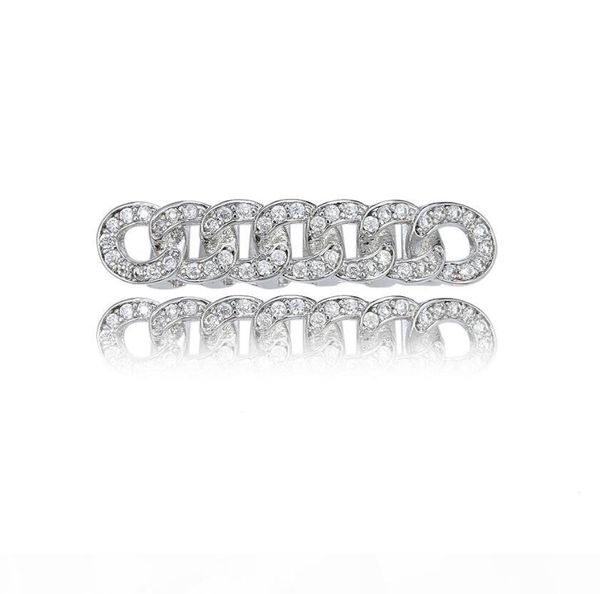 

новые золотые зубы горячего hiphop набор с цирконом круга цепного hiphop grillz 2020 новой для украшения мужских, Black