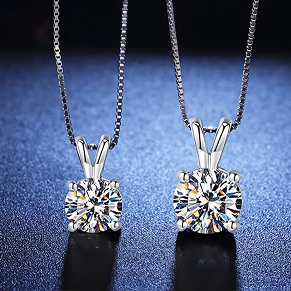 

boeycjr 925 silver 1ct/2ct f color moissanite vvs engagement elegant wedding pendant necklace for women anniversary gift