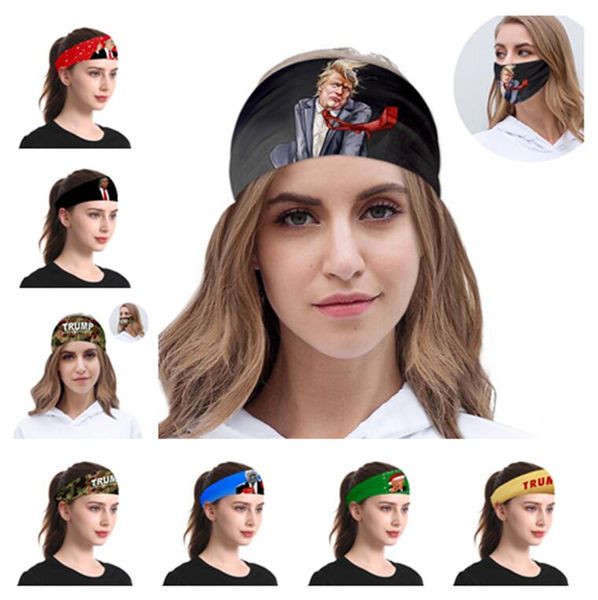 

trump headband masks 2020 president election wristband face masks make america great sports hairband cycling headwarp multi turban d73004, Slivery;white