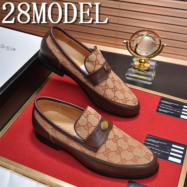 

crocodile pattern slip on leather shoes men pointed toe loafers business mens formal shoes italian leather dress shoes, Black