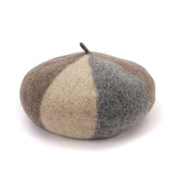 

new wool female beret pumpkin beret season korean all-match pumpkin hat color matching woolen painter hat, Blue;gray