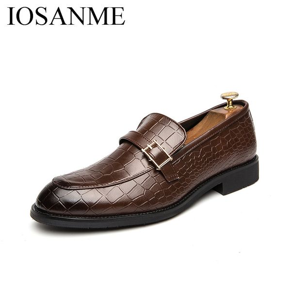 

formal men leather dress shoes italian snake skin designer business work male footwear big size wedding party moccasins homme, Black